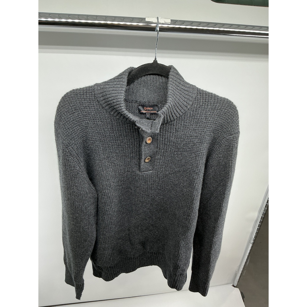 Mongolian Cashmere Waffle Quarter Button Sweater